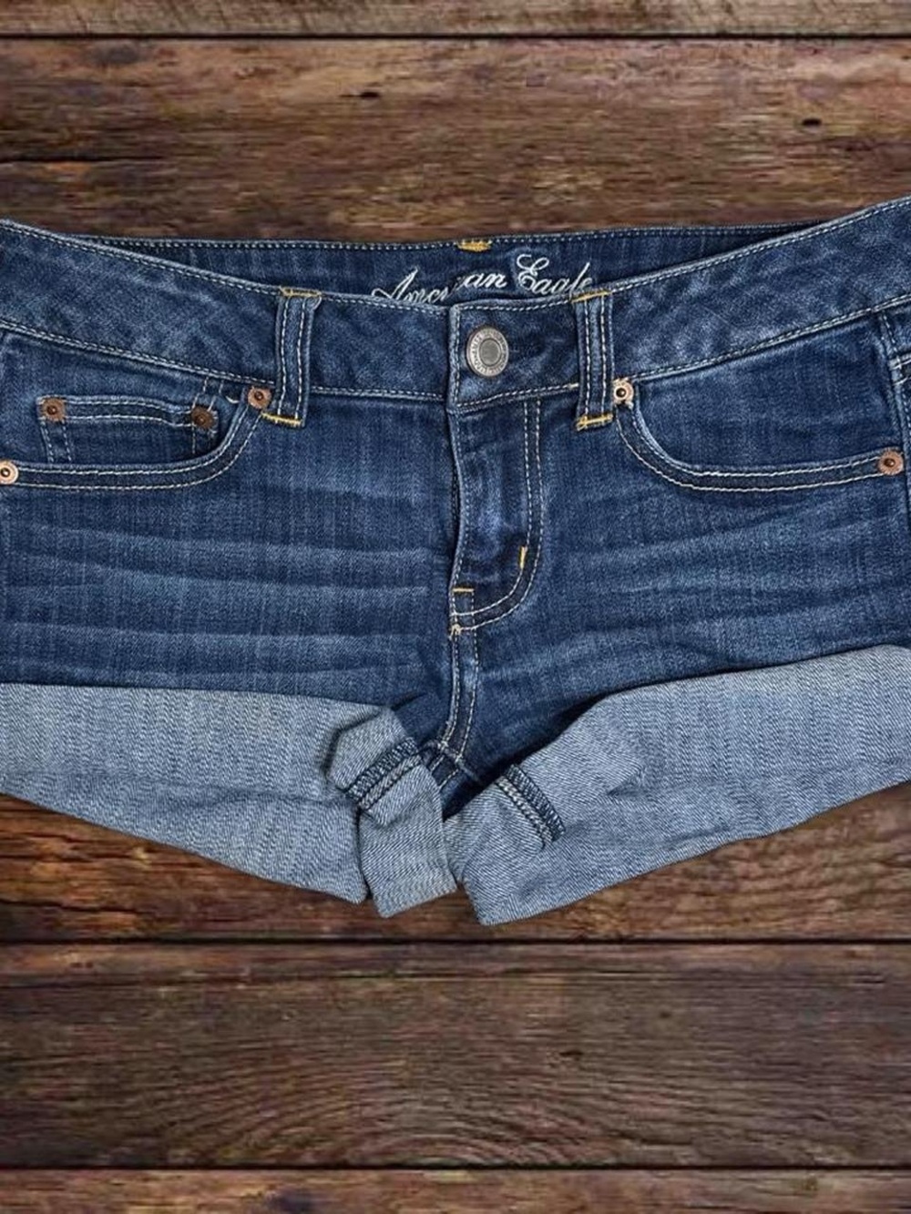 American Eagle Outfitters Indigo Blue Cuffed Denim Shorts